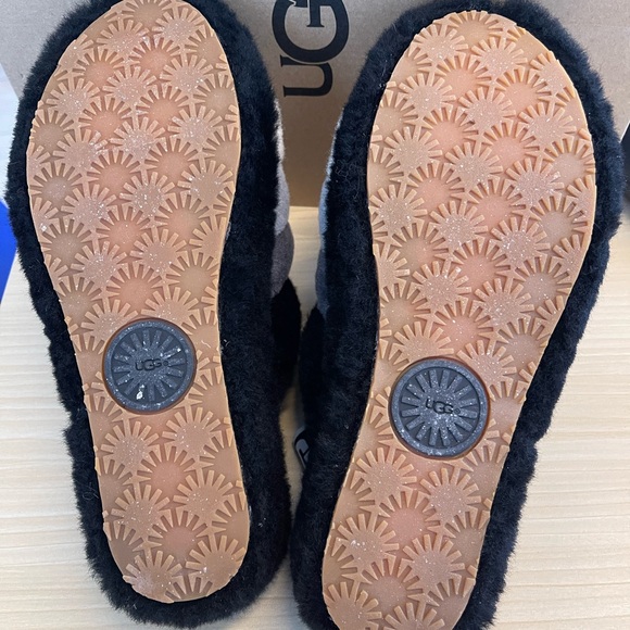 Brand New Ugg Fluff Yeah Slide On Sandals Slippers Black Gray Sherpa - Picture 4 of 4